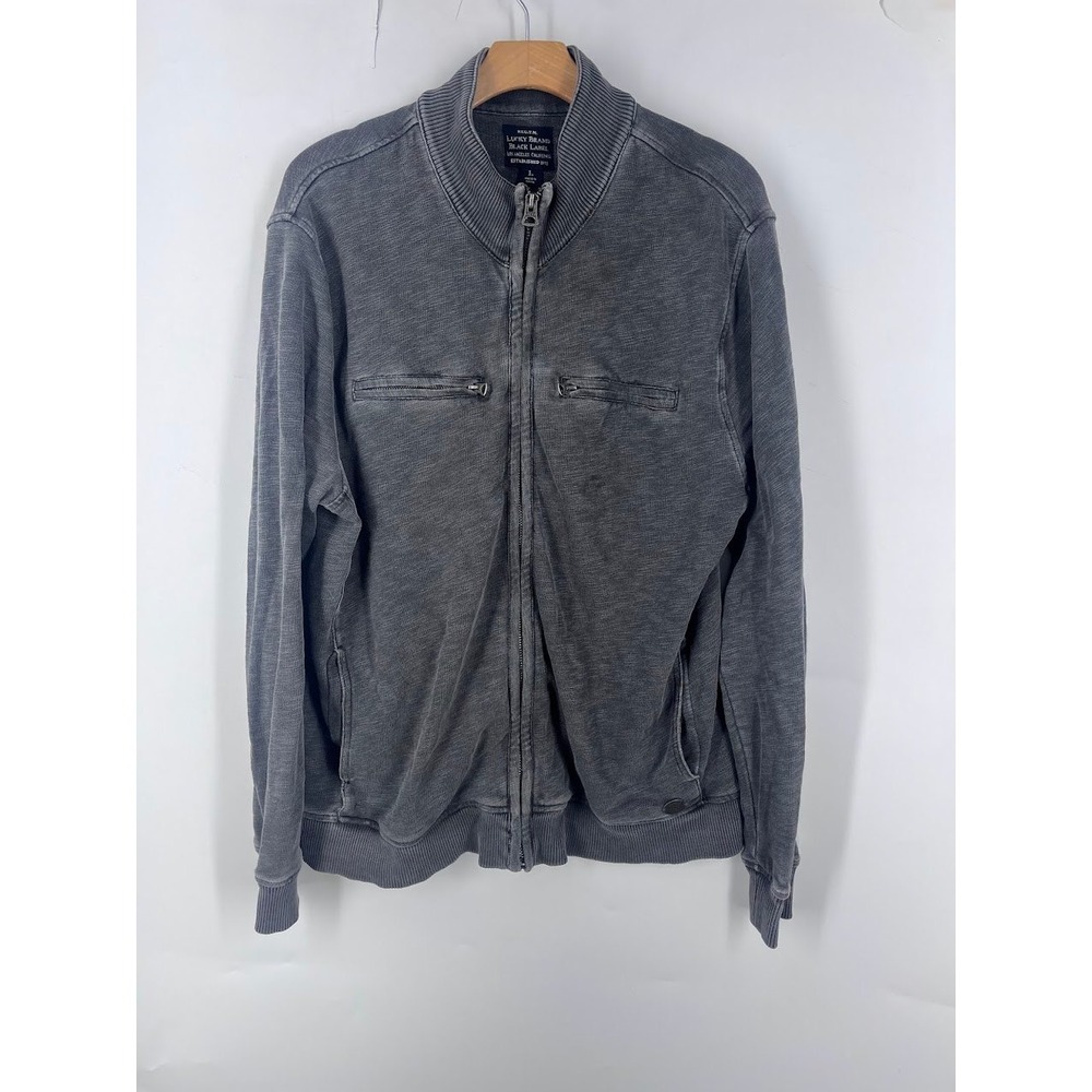 Lucky Brand Black Label Mens Gray Full Zip Cotton Bomber Jacket L 7M71103